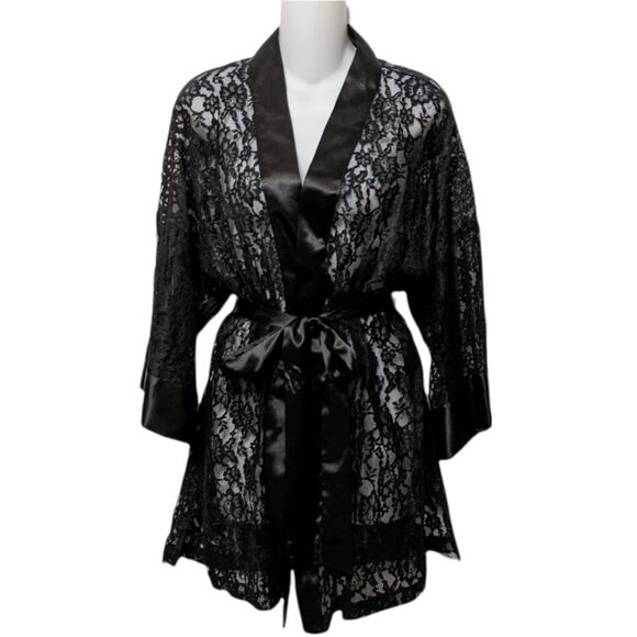 VICTORIA'S SECRET Vintage Gold Label Lace Lingerie Short Robe One Size - Picture 1 of 5